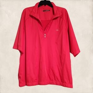 Greg Norman Red Golf Windbreaker 1/4 Zip Pullover Short Sleeve Jacket XL